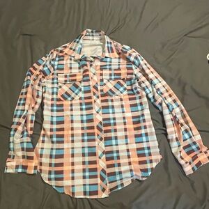 SHEIN Women's Multicolor Plaid Button Down Shirt